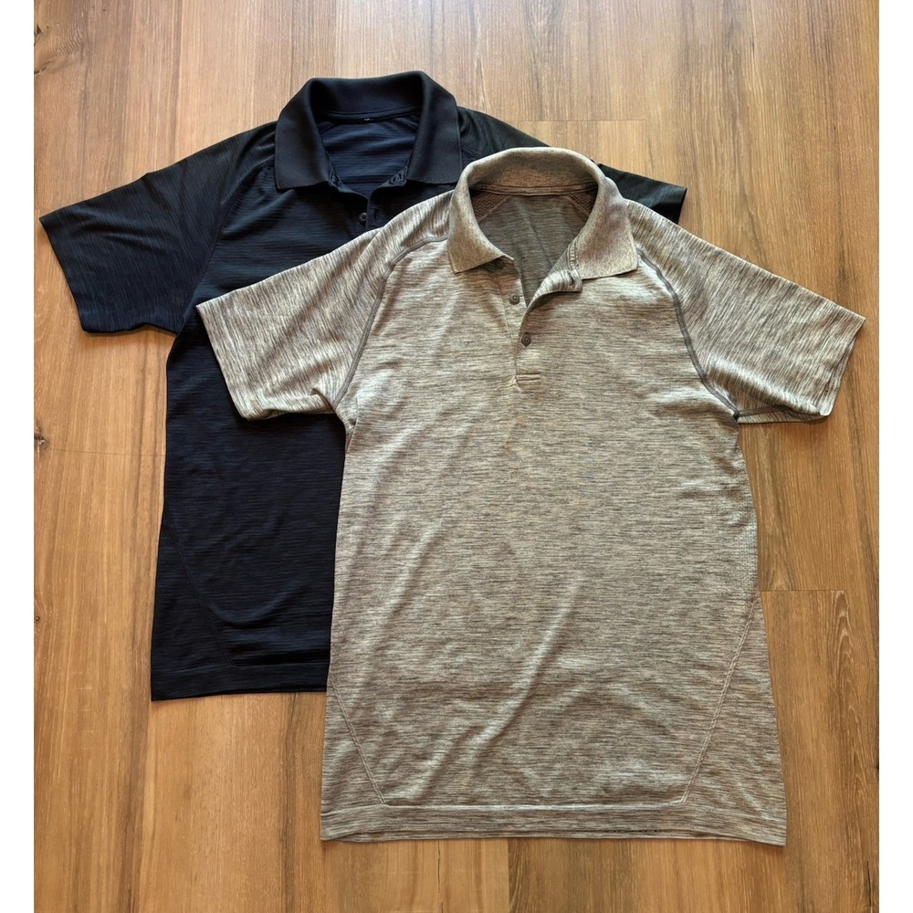 Lululemon Lot Metal Vent Tech Polo Mens Sz Small Dark Blue And Gray
